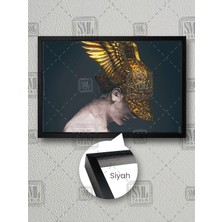 Altın Kanatlı Başlıklı Tanrı Hermes Hızlı Yunan Tanrısı Mermer Heykel Çerçeveli Yatay Kanvas Tablo