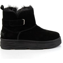 Siyah Hakiki Deri Kadın Bot & Bootie K02748100702