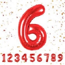 Benim Marifetlerim 6 Rakamı Kırmızı Folyo Balon 16 Inch 40 cm