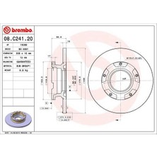 Brembo 08C24120 - Arka Fren Dısk Aynası Transıt Custom V362 12 Abs Lı O.ceker Cap 308 16