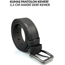 Sermoda 33 mm Doğal Deri Dikiş Baskı Erkek Kumaş Kemeri Siyah