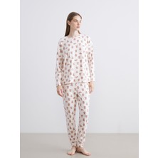 Lc Waikiki Yeni Sezon Bisiklet Yaka Ayı Baskılı Kadın Pijama Takımı