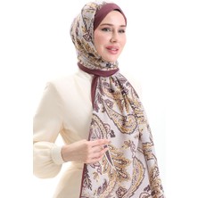 Etnik Desenli Soft Şal 70296-21 Açık Mürdüm Hardal