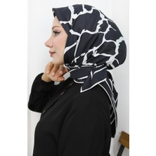 Dijital Rayon Eşarp 70309-14 Siyah Beyaz