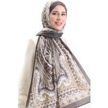 Etnik Desen Soft Şal 70295-11 Kahverengi Bej