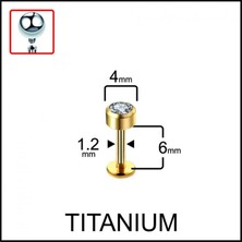 Aida Jewelss Yüksek Kalite G23 Tek Taş Titanyum  Dudak Helix Tragus Kıkırdak Piercingi