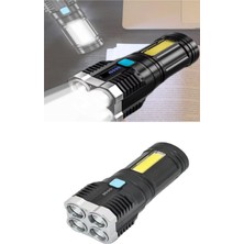 4 Fonksiyonlu Cob LED El Feneri USB Şarjlı Su Geçirmez Lamba Yürüyüş Seyahat Acil Durum Işığı