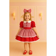 Cherry Picnic Kız Çocuk Elbisesi, Pötikareli Vintage Elbise