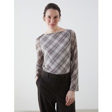 Lc Waikiki Yeni Sezon Kayık Yaka Ekose Kadın Bluz