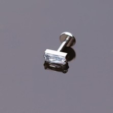 Aida Jewelss Yüksek Kalite G23 Pırlanta Baget Taşlı Titanyum Dudak Helix Kıkırdak Tragus Piercingi