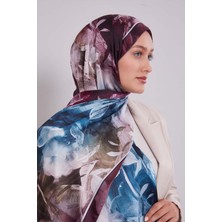 Vişne Karışık Yaprak Desen Hint Ipeği Şal