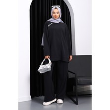 Siyah Taş Detaylı Tunik Pantolonlu Modal Takım