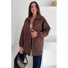 Kadın Bel Büzgülü Düğmeli Ceket – Fonksiyonel & Modern Stil