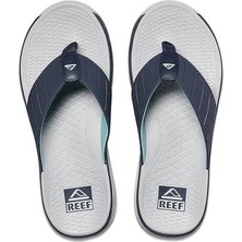 Reef Erkek Marka Logolu  Parmak Arası Terlik Çizgili Rahat Destekleyici Tabanlı Mavi Terlik CJ6297 410