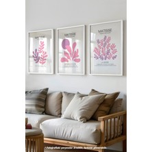 Pembe Minimal Matisse 3'lü Beyaz Çerçeveli Poster, Tablo Seti No:35
