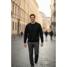 Paolo Bisiklet Yaka Erkek Sweatshirt Siyah