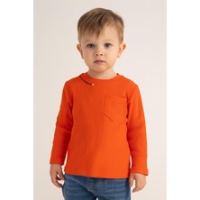 Unisex Çocuk Happiness Nakışlı Cepli Fitilli Kaşkorse Tişört