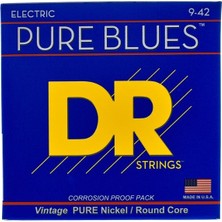 DR Strings DR PHR-9 Pure Blues Pure Nickel Elektro Gitar Teli (Light 9-42)