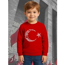 Sedirli Unisex Ay Yıldızlı 19 Mayıs 29 Ekim 23 Nisan 10 Kasım Atatürk Çocuk 3 Iplik Şardonlu Sweatshirt