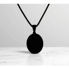 Oval Plaka Çelik Kolye Ucu