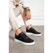 Erkek Sneaker F51 Siyah Beyaz Günlük Spor Ayakkabı Yüksek Taban Rahat Tasarım