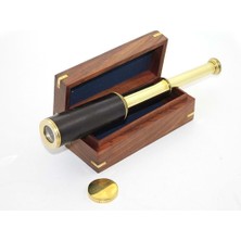 Ahşap Kutulu Deri Işlemeli Pirinç Dürbün