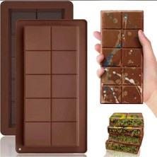 Meşhur Dubai Çikolatası Kalıbı Silikon - Büyük Tablet Çikolata Mum Kek Kalıbı Pasta Kalıbı
