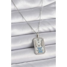 316L Çelik Gümüş Renk Zincir Ikizler Burcu Zirkon Taşlı Kadın Kolye