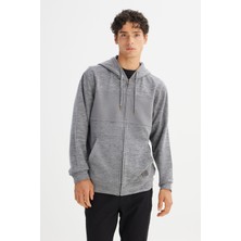 Regular Fit Normal Kesim Kapüşonlu Cepli Içi Polarlı Fermuarlı Sweatshirt