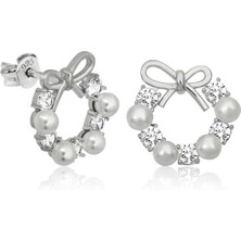 925 Ayar Gümüş Inci Kurdele Çivili Kadın Küpe