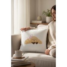 Lüks Dekoratif Çerçeveli Figürlü Dolgulu Yastık Hediye Pamuk Kırlent Minder 43X43 cm