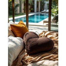 Keten Kalp Görünümlü Dekoratif Yastık Dolgulu Kalp Aşk Hediye Yastık Kırlent