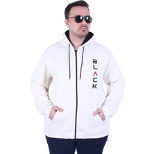 Mocgrande Büyük Beden Kapüşonlu Fermuarlı 3ip Sweat Black 25716 Bej
