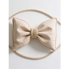 Fiyonk Görünümlü Hasır Ip Detay Dekoratif Yastık Dolgulu Fiyonk Kurdele Hediye Yastık Kırlent Minder