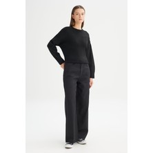 Straight Fit Düz Kesim Normal Bel Siyah Pantolon