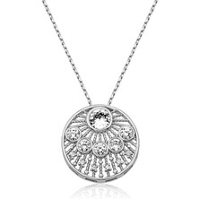 925 Ayar Gümüş Etnik Desenli Kadın Gümüş Kolye