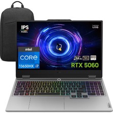 Lenovo Loq 15IRX10  Intel Core I7 13650HX 64GB 1tb SSD Rtx 5060 8gb (100W) 15,6" Fhd 144Hz IPS Panel Windows 11 Pro Taşınabilir Bilgisayar 83JE00ETTR  Snertech Çanta