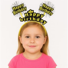 Sarı Renk Işıltılı Yazılı Doğum Günü Parti Tacı