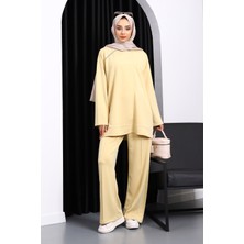 Sarı Taş Detaylı Tunik Pantolonlu Modal Takım
