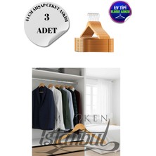 3 Adet Ev Tipi Ahşap 44 cm Ceket Askısı Takım Elbise Askısı Kıyafet Askısı