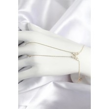 Pirinç Zirkon Taşlı Kelebek Model Gold Renk Şahmeran