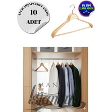 10 Adet Ev Tipi Masif Ahşap 44 cm Ceket Askısı Takım Elbise Askısı Kıyafet Askısı
