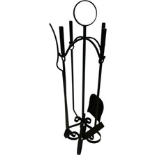 Şömine Aksesuarcısı Dekoratif Şık Siyah Dörtlü Maşa Takımı , Soba Şömine Maşa Takımı