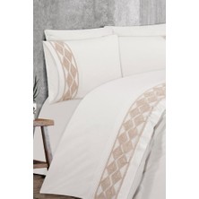 Verona Fransız Dantelli Çift Kişilik Nevresim Takımı Krem Bej