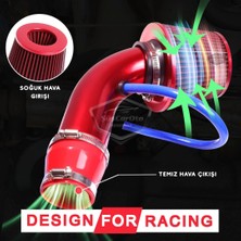 Universal Ses & Performans Arttırıcı Açık Hava Filtre Kiti Set Alüminyum Alaşımlı Krom Bigtube +6 Hp 65-75 mm Kırmızı