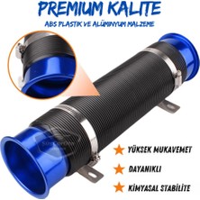 Universal Akordiyon Açık Hava Filtre Borusu Performans ve Ses Arttırıcı Uzayan Esnek Hortum 75 mm Hava Filtre Uzatma Sprali Mavi