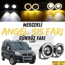 Fiat Doblo D2 2005-2010 Uyumlu Üniversal Mercekli Angel Sis Farı Metal Su Geçirmez 76 mm Sarı Halkalı Gündüz Farı Angel Eyes 2 Adet