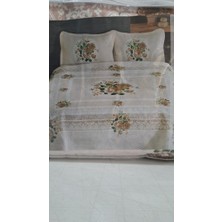 Emily Baskılı Kapitoneli Çift Kişilik Yatak Örtüsü Bej