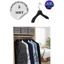 5 Adet Ev Tipi 44 cm Soft Siyah Plastik Ceket Askısı Buluz Askısı Elbise Askısı Kıyafet Askısı