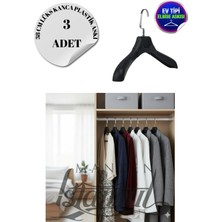 3 Adet Ev Tipi 38 cm Soft Siyah Plastik Ceket Askısı Buluz Askısı Elbise Askısı Kıyafet Askısı